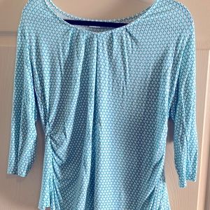 New York and Co Aqua/white 3/4 sleeve blouse XL
